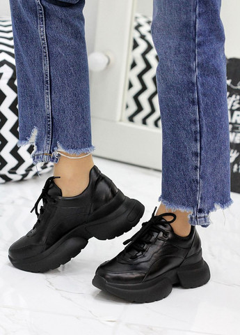 Жіночі кросівки з натуральної шкіри (хутро) чорного кольору 35834 No Brand чорні зими (367164584)