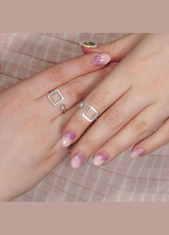 Срібна каблучка "Квадрат і кулька" 17 No Brand (350667557)