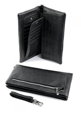 Мужское кожаное портмоне черное No Brand (295377024)