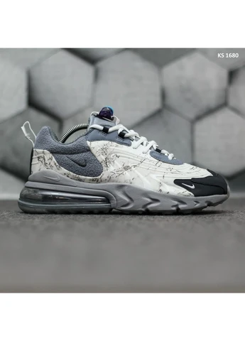 КРОССОВКИ ЖЕНСКИЕ NIKE TRAVIS SCOTT X AIR MAX 270 REACT GREY НАЙК АИР МАКС СЕРЫЕ No Brand серые демисезоны (392007326)