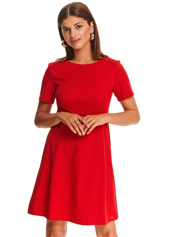 Красное деловое платье женское красное в стиле ампир Let's Shop однотонное