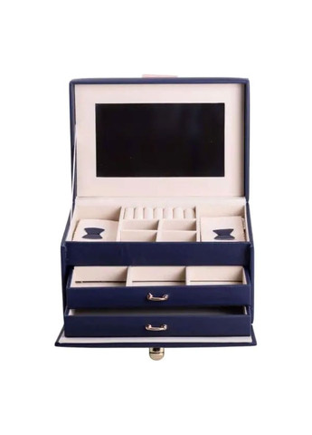 Скринька для прикрас з еко шкіри 3 яруси з дзеркалом органайзер для ювелірних виробів HP-5-17BL Yiwu (353505028)