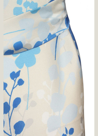 Летний женский платье шелковое бежевое в голубые цветы (ll118435691) LadyLike