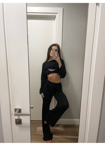 Чорна жіночий домашній костюм з віскози Osoblyva