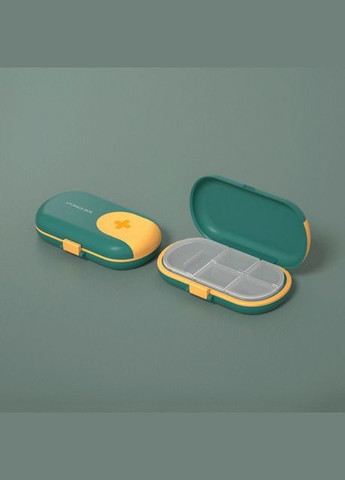 Таблетница с делителем для таблеток на 4 ячейки Cutter box, зеленая No Brand (294206249)