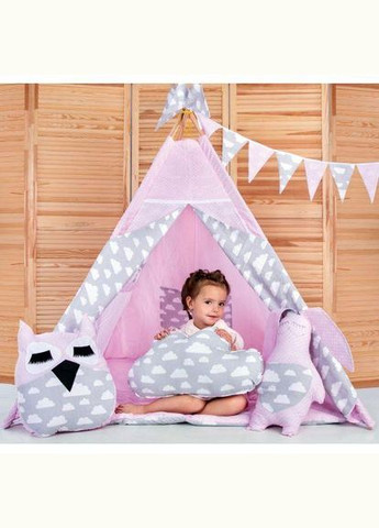 Вигвам комплект Нежность Розовый с серым (облака) с подушками No Brand (280915700)