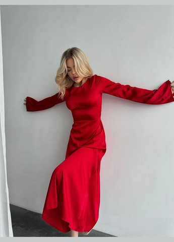 Червона вечірня сукня шовкова No Brand однотонна