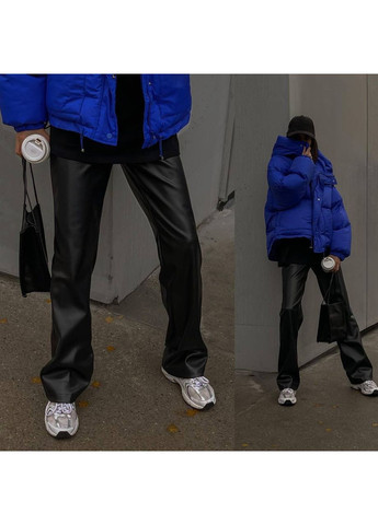 Базовые кожаные штаны-клеш на флисе No Brand (372515691)