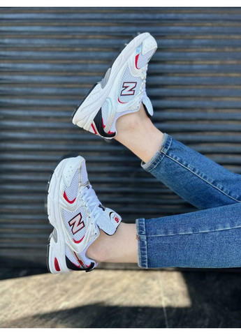 Білі Осінні кросівки чоловічі new balance 530 retro white silver red нью беланс 530 No Brand