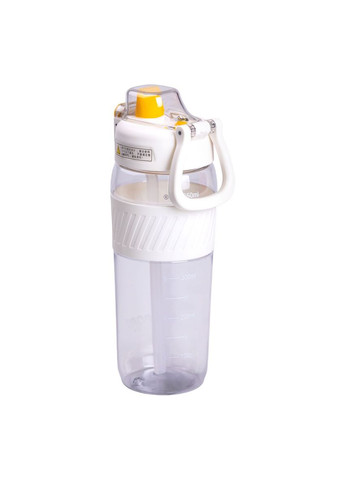Бутылка для воды 600 мл бутылка в школу для тренировок с трубочкой и ручкой 22 см Белая Jooki (357206291)