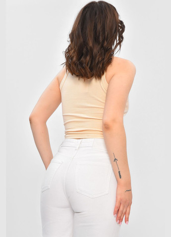 Майка женская однотонная в рубчик бежевого цвета Let's Shop - (331861819)