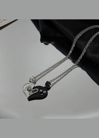 Парні кулони кольє для закоханих у вигляді серця I Love You підвіска для двох на двох ланцюжках No Brand (323652802)