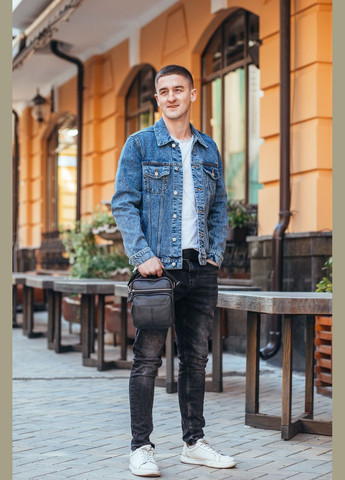 Чоловічий шкіряний чорний месенджер через плече Tiding Bag (302390950)