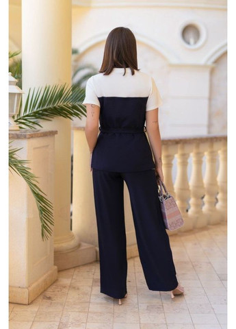 Жіночий костюм з футболкою, жилетом-імітацією та брюками палаццо 42-44 46-48 Діва (362536047)