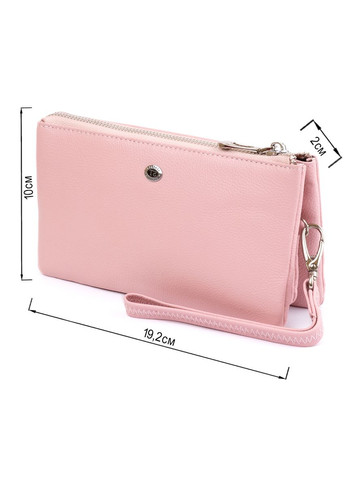 Місткий клатч на два відділення жіночий рожевий 19,2х10х2 см 19250 st leather (329196478)