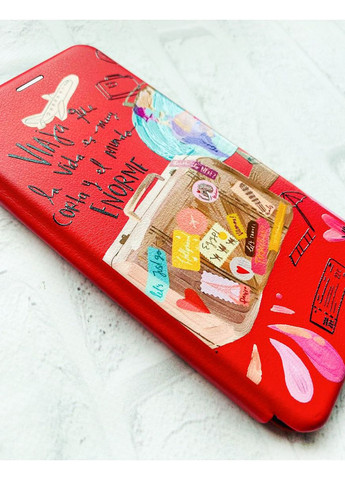 Чохол-книжка червоний з малюнком на Xiaomi Redmi Note 14 4G Настрій подорожувати (принт 329) Creative (364688101)