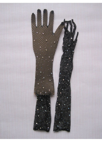 Перчатки в сеточку длинные со стразами черные (30к039) No Brand (371915050)