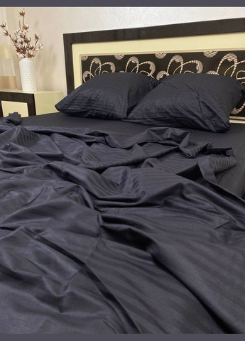 Постільна білизна бавовняна в смужку Євро 200 x 220 Страйп сатин 50 x 70 Бордова No Brand (332945911)