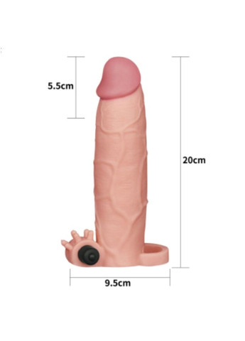 Телесная насадка на пенис из киберкожи с вибрацией + 7.6 см "Add 3" Lovetoy (302087314)