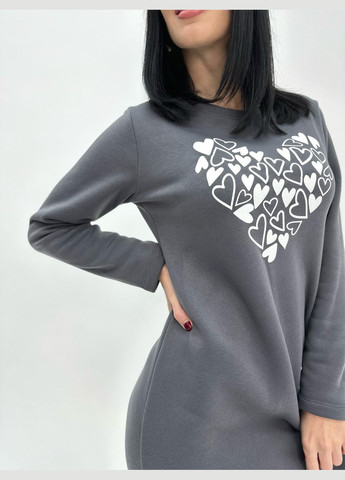Графитовое теплое платье с принтом Fashion Girl