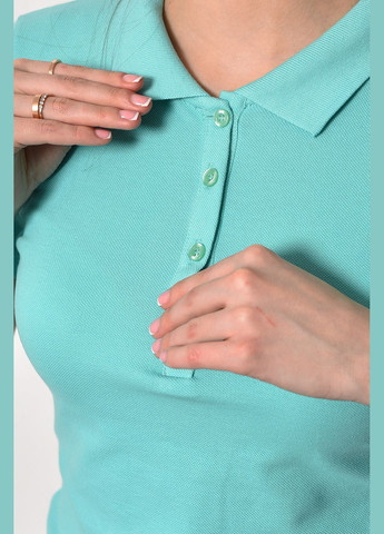 Бірюзова літня футболка жіноча поло бірюзового кольору Let's Shop