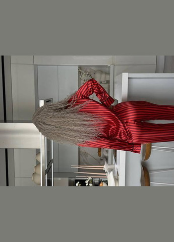 Червона всесезон піжама в смужку з преміум шовку манго рожевий s (2069) No Brand