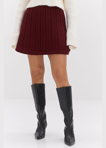 Бордовая короткая вязаная юбка с косичками Arjen