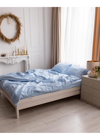 Постельное белье с резинкой Голубой страйп сатин PREMIUM Евро размер, наволочки 70/70 No Brand (363190620)