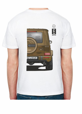 Белая мужская футболка с принтом mercedes-benz g63 amg fr 307463 белая Avtolife