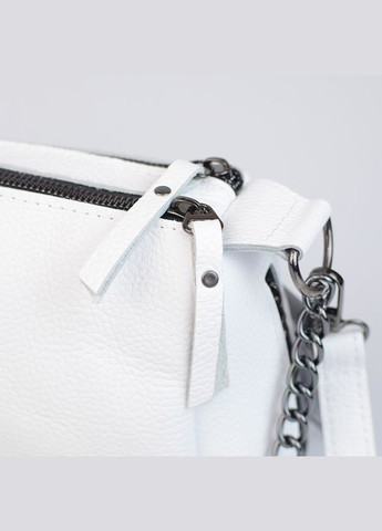 Белая женская кожаная маленькая сумочка через плечо кросс-боди на два отделения Serebro (306642375)