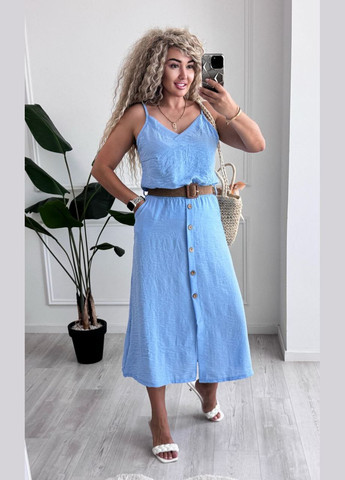 Жіночий літній костюм з льону майка + спідниця MonCher (338212555)