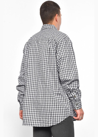 Сорочка чоловіча батальна сірого кольору в клітку Let's Shop (296551599)