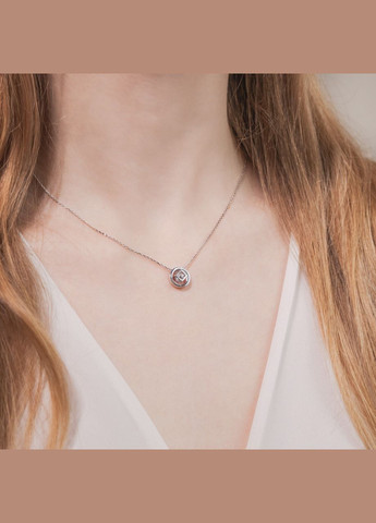 Колье серебряное сложная Геометрия с одним фианитом среднего размера Каштан (342335328)