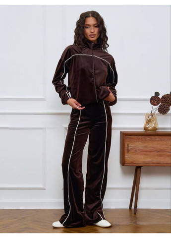 Жіночий велюровий костюм з лампасами та широкими штанами | Заміри в описі Vione (367077929)