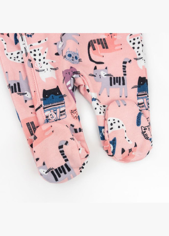 Чоловічок для немовлят з начосом діагональна застібка Cats on pink Рожевий dexter's (315892169)