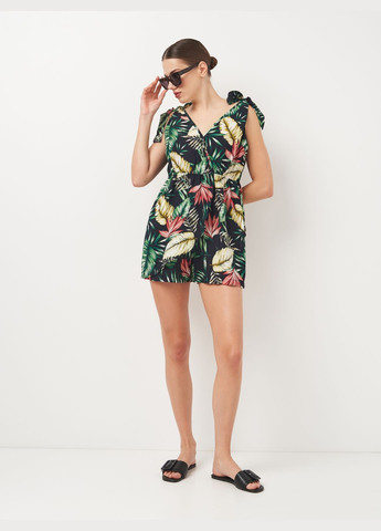 Комбинезон CUPSHE цветочный чёрный пляжный вискоза