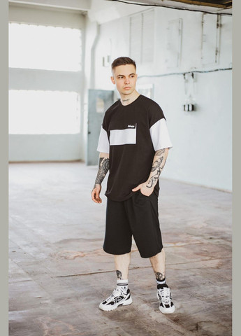 Черно-белая 2 в 1 футболка + шорты трикотаж высокого качества No Brand