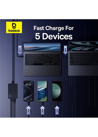 Сетевое зарядное устройство для Desktop Fast Charger 3C+U+DC 240W EU Cluster (P10163901113-00) Baseus Digital GaN Intelligent (361871359)