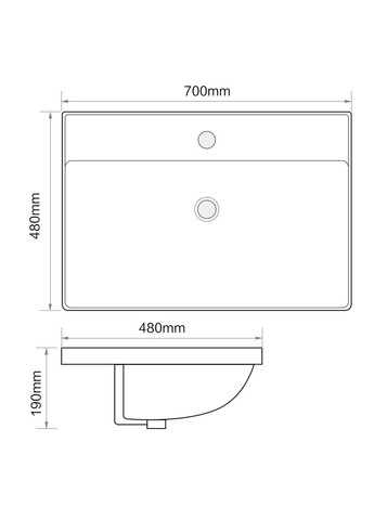 Раковина мебельная PREMIUM STYLE-1502 700х480х190mm с отверстием под смеситель и переливом (MP6499) Mixxus (319667704)