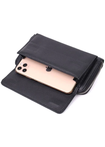 Функциональный кошелек-клатч унисекс из натуральной кожи 22529 Черный st leather (341260757)