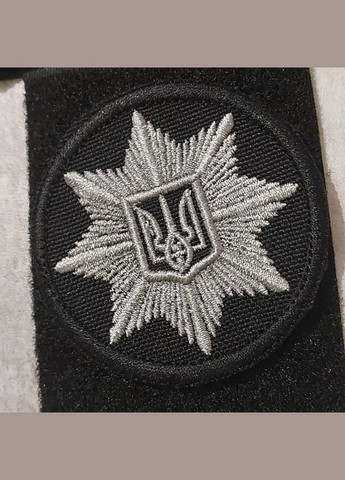 Шеврон Кокарда Поліція чорно-сіра (чорна окантовка) 6 см No Brand (336381838)