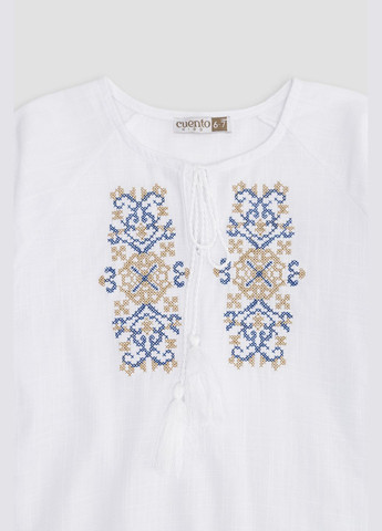 Белая вышиванка с длинным рукавом для девочки цвет белый цб-00258165 Cuento kids поплин (306712951)