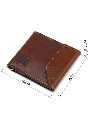 Чоловічий місткий затиск для грошей 11522 Коричневий Grande Pelle (329147208)