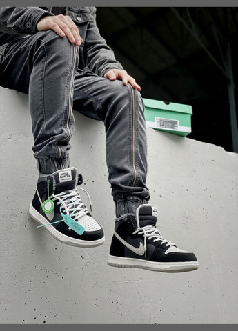 Черные зимние кроссовки зимние мужские nike sb dunk winter high black fur | найк сб данк черные с мехом No Brand