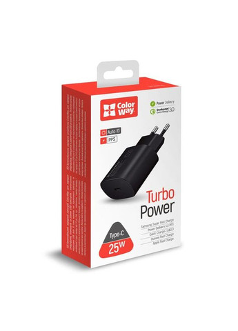 Мережевий зарядний пристрій Power Delivery Port PPS (1USB-Cx3A) (25W) Black (CW-CHS033PD-BK) Colorway (370976671)
