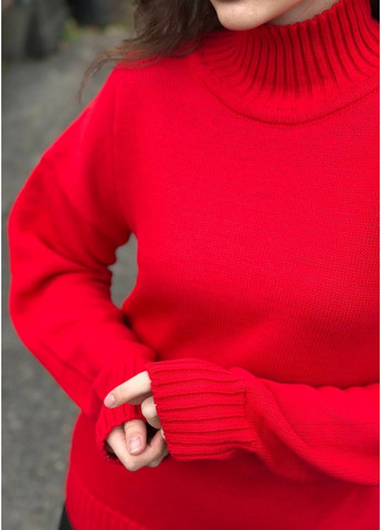 Яскраво-червоний демісезонний светр з комірцем стійкою, бордо No Brand оверсайз