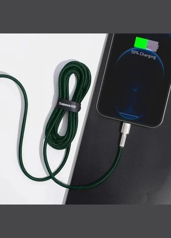 Кабель металлические коннекторы Cafule Metal Lightning 2 метра зеленый Baseus (293345890)