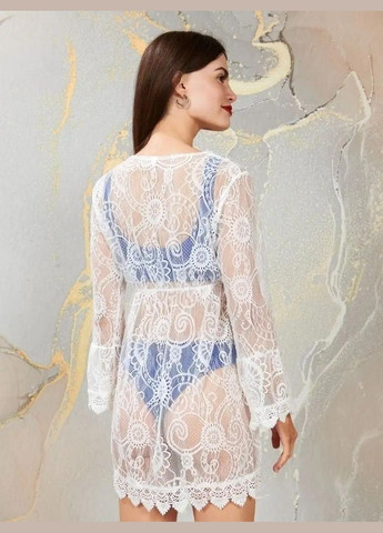 Жіноча літня пляжна туніка надія кімоно ажурна коротка MEREJIO біла No Brand (332813683)