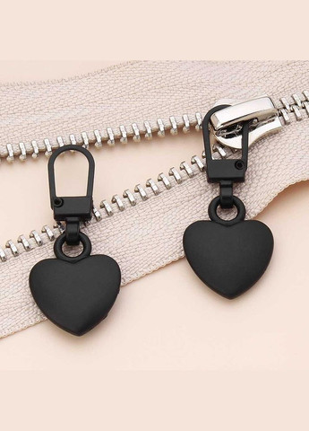 Комплект съемных бегунков на молнию сердечки черного цвета 2 шт (OK0087_3) No Brand (317285948)