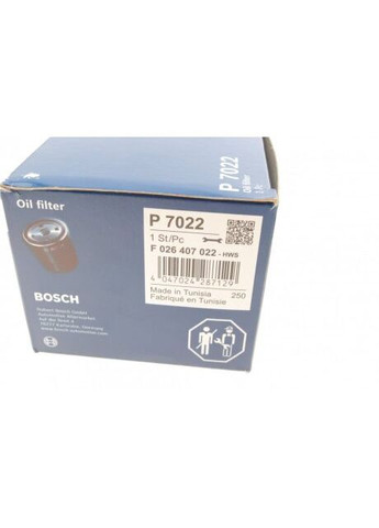 Фильтр масляный Renault Kangoo/Trafic/Opel Vivaro 1.9D/1.5dCi/1.4i/1.6i (65mm) F 026 407 022 UA63 Bosch (366128969)